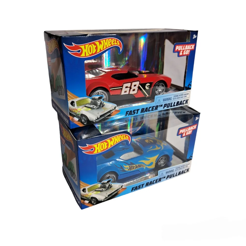 Hot Wheels Lot/2 Boys Pullback‎ Racers Blue & Red Fast Fish Cars